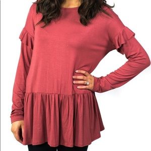 Ruffle hem top in pink